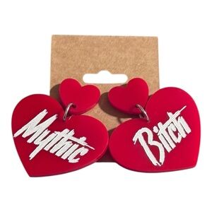 NEW Heathers Mythic B*tch Acrylic Drop Earrings 80s Pop Art Whimsigoth Punk